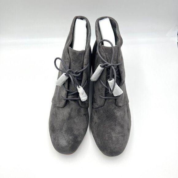 11W 11 WIDE WIDTH Dr Scholls Dakota Gray Microsuede Wedge Ankle Boots Shoes - Picture 3 of 13